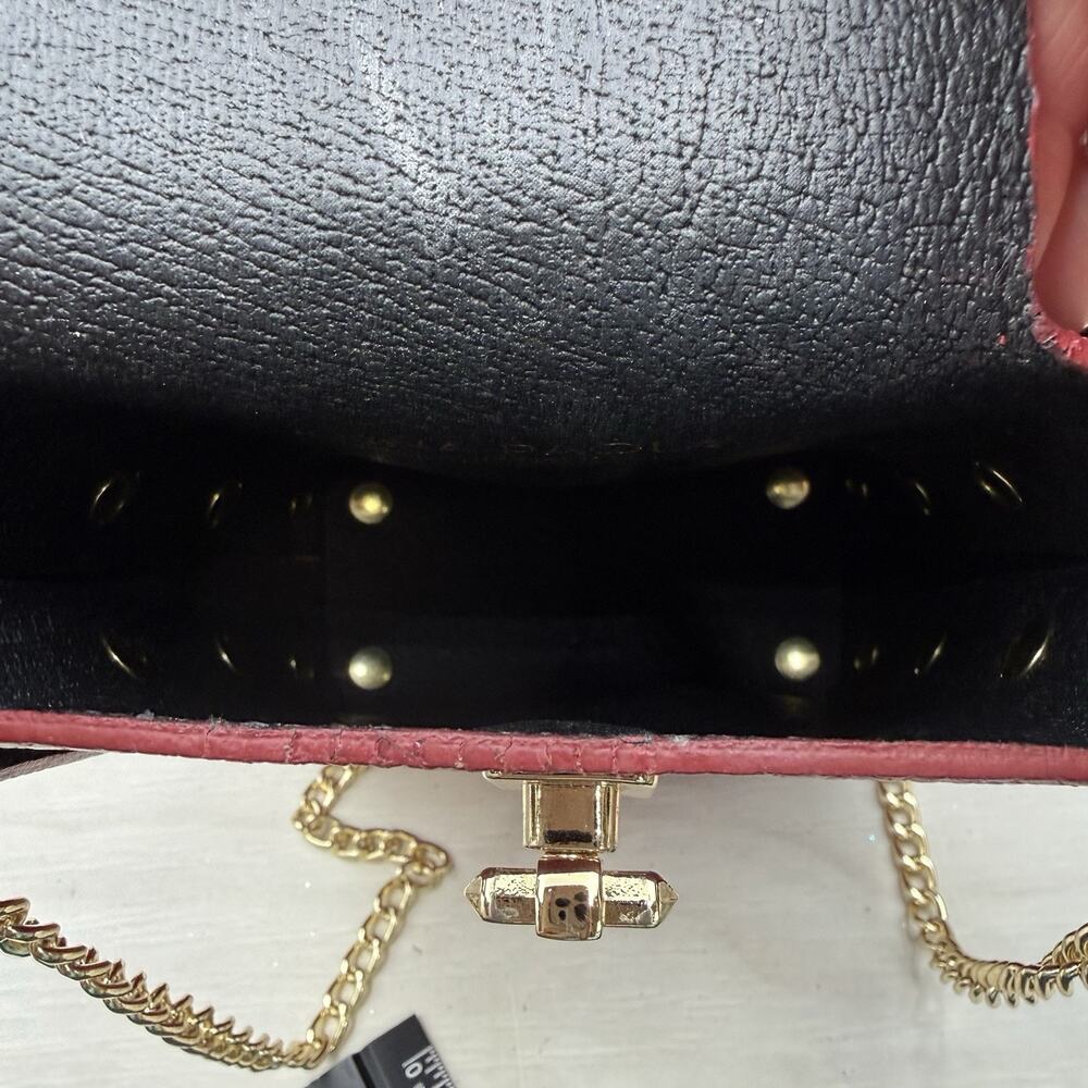 Anna Paola Italy Leather Crossbody Purse Bag Red Chain Cellphone - Picture 8 of 10